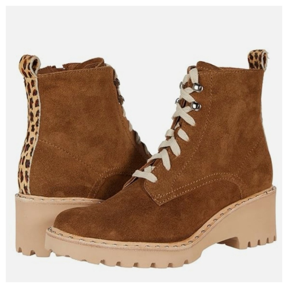 Dolce Vita Brown Ankle Boots with Leopard Detail